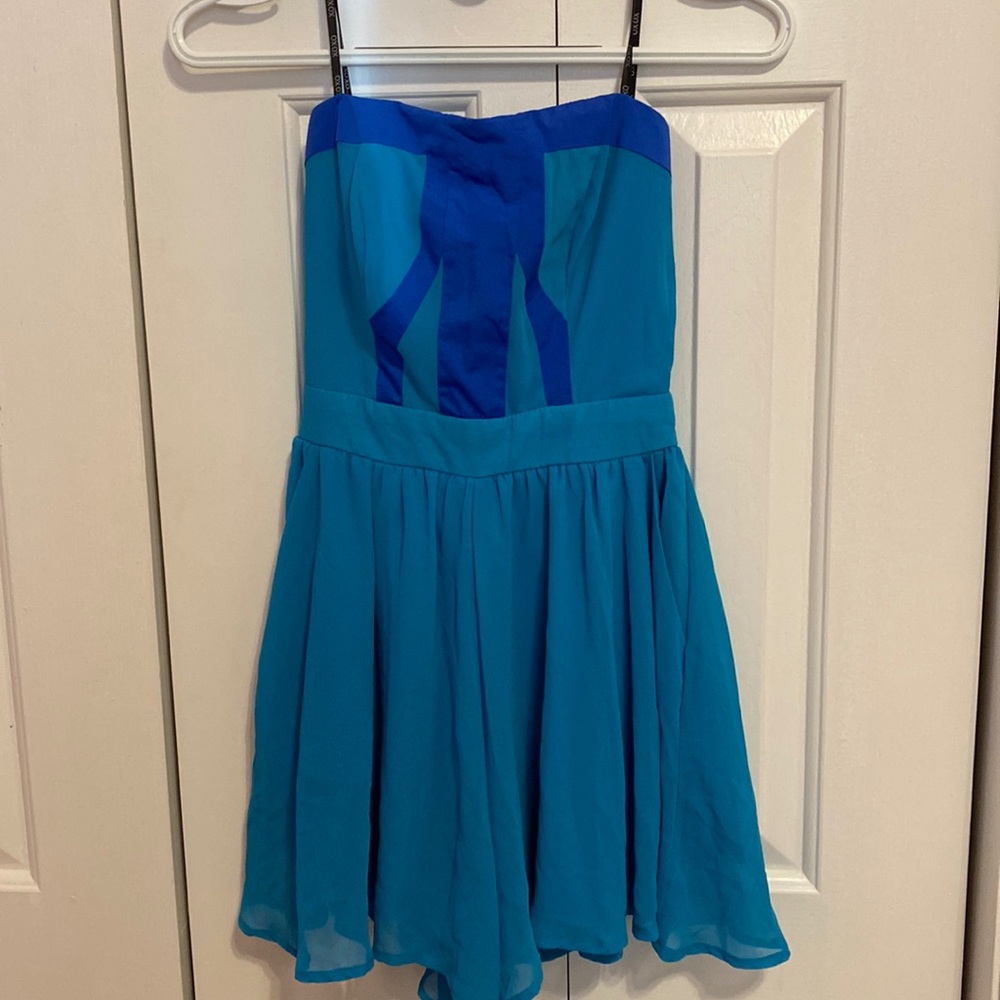XOXO Turquoise and royal blue trimmed romper